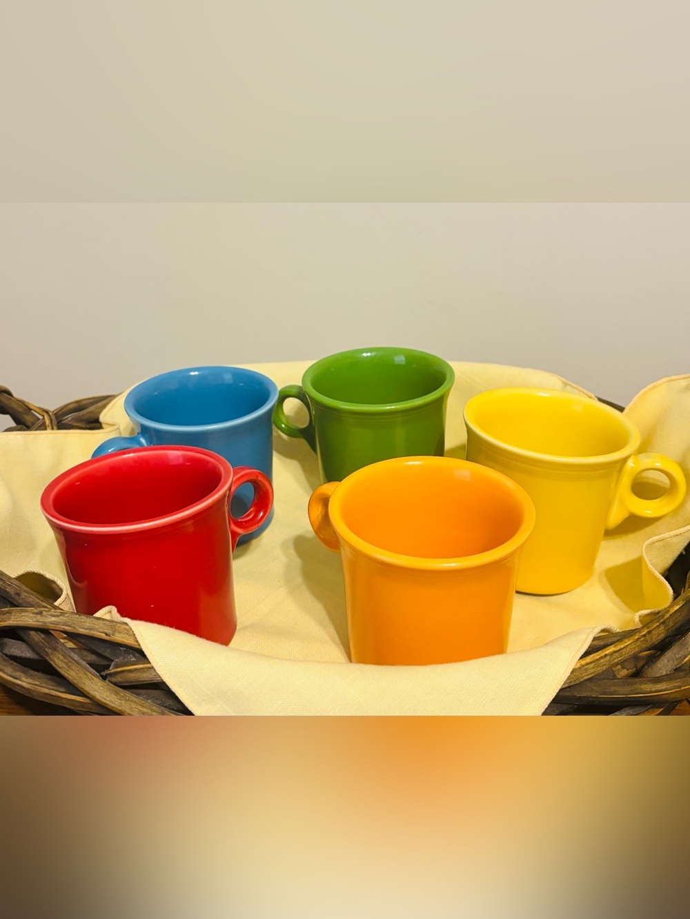 FiestaWare Lot of 5 Coffee Mugs Cups O Ring Handle Mixed Colors HLC USA Set Of 2